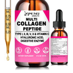 Liquid Collagen for Women & Men, Hydrolyzed Multi Collagen Peptides Drops | Types I, II, III, V & X Collagen Protein Complex (Colageno) with Hyaluronic Acid, Biotin & Vitamin C for Hair, Skin & Nails