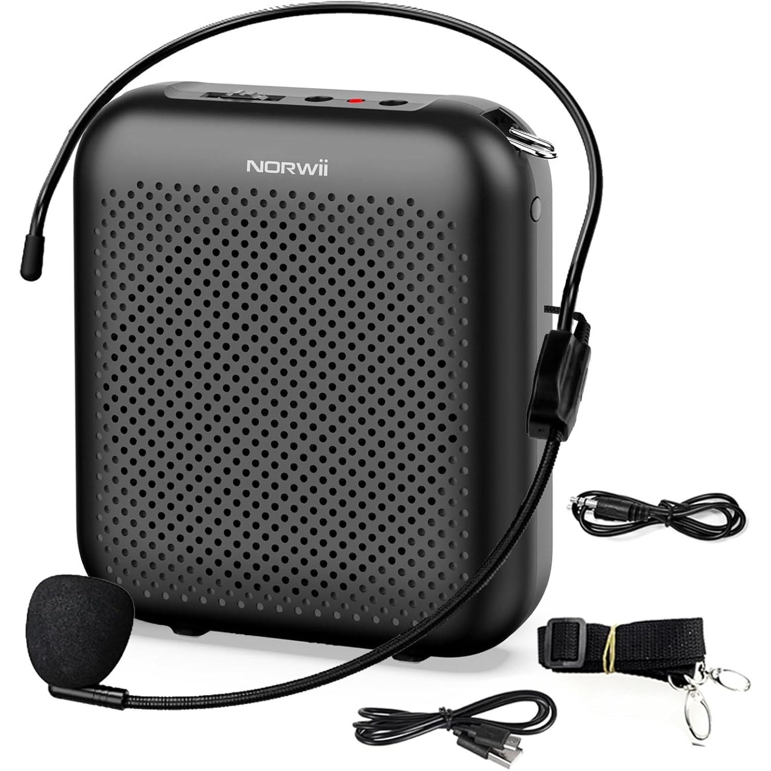 Buy now Norwii Bluetooth Voice Amplifier, Power Amplifiers, Portable Mini Wired Microphone Headset for Teacher Classroom & Outdoor Lectures, Teaching, Tour Guides, USB-C Rechargeable - 2000mAh, Black Black - 4000 mAh at indiglob india