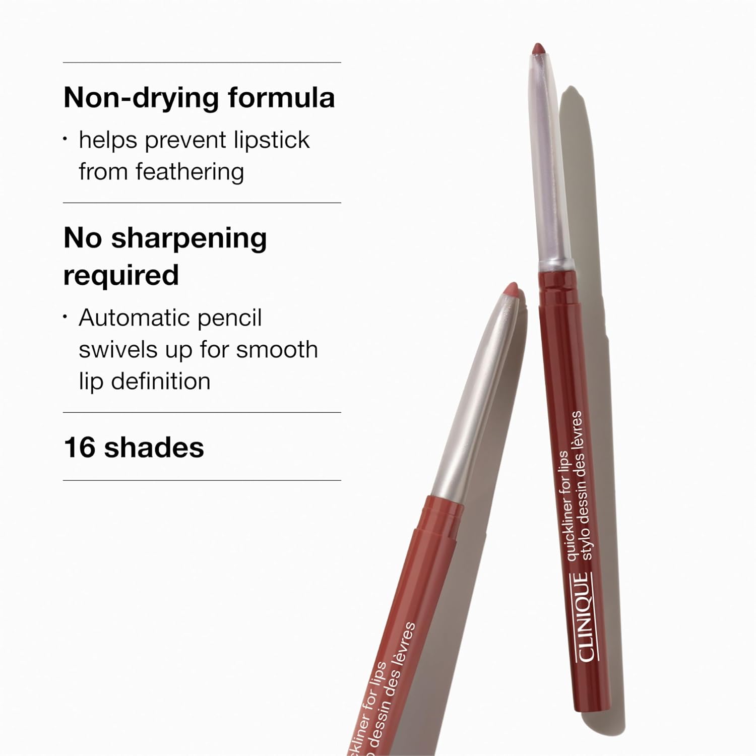 Buy now Clinique Long Lasting Quickliner Lip Liner | Non-Drying + No Sharpening | Available in 19 Shades | Now In Black Honey, Pink & Nude Honey at indiglob india