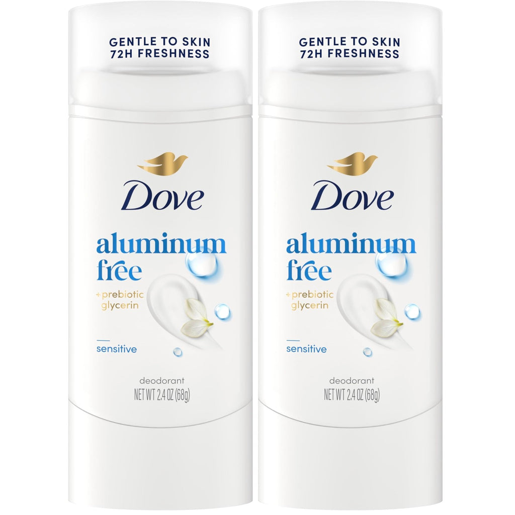 Dove Deodorant Stick Sensitive Aluminum Free 2.4 oz | For sensitive skin, Helps stop odor & stay fresh, With prebiotic glycerin, aluminum-free