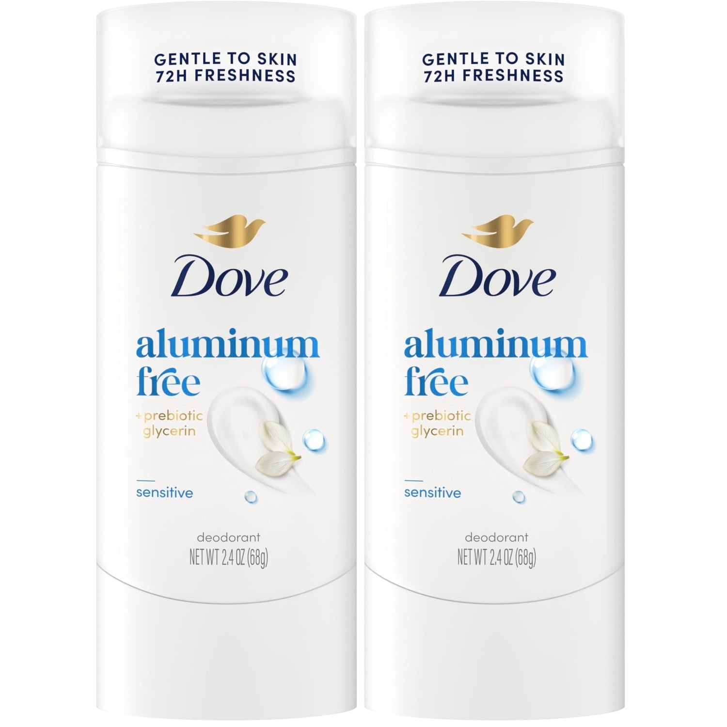 Dove Deodorant Stick Sensitive Aluminum Free 2.4 oz | For sensitive skin, Helps stop odor & stay fresh, With prebiotic glycerin, aluminum-free