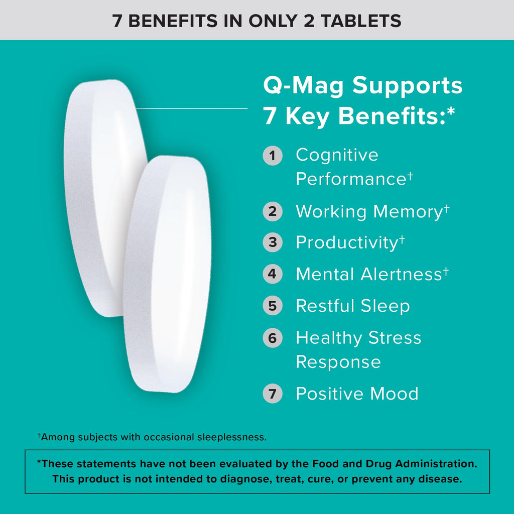 Qunol Magnesium L-Threonate Tablet, 2000mg of Magtein, Vegetarian, 60ct