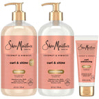 SheaMoisture Coconut & Hibiscus Curl & Shine Shampoo & Conditioner for Bouncy Curls, Frizz Control, 16 Oz Ea