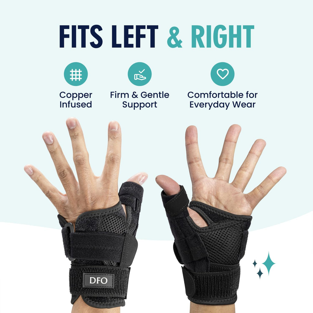Buy now Dr. Frederick's Original Reversible Copper Infused Wrist Thumb Brace - 1 Brace - Spica Splint for De Quervainâ€™s Tendonitis, Arthritis, CMC, Pain Relief - Left or Right Hand - Fits Men and Women at indiglob india