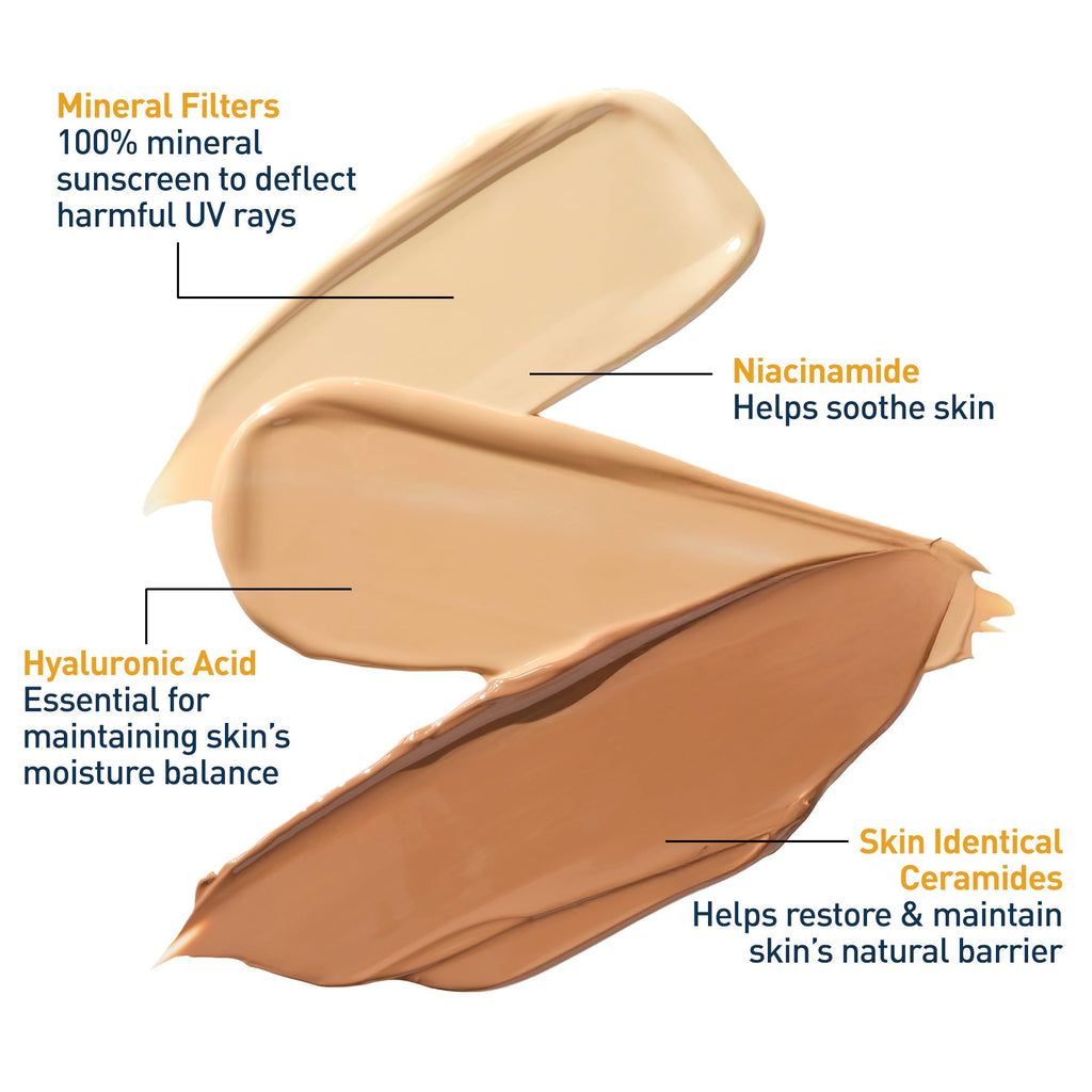 CeraVe Tinted Sunscreen for Face, Mineral SPF 30 Moisturizer, Medium, 1.7oz | Skin Care, Face Sunscreen, Hyaluronic Acid, Zinc Oxide, Titanium Dioxide, Sheer Tint, Healthy Glow, Blends Seamlessly