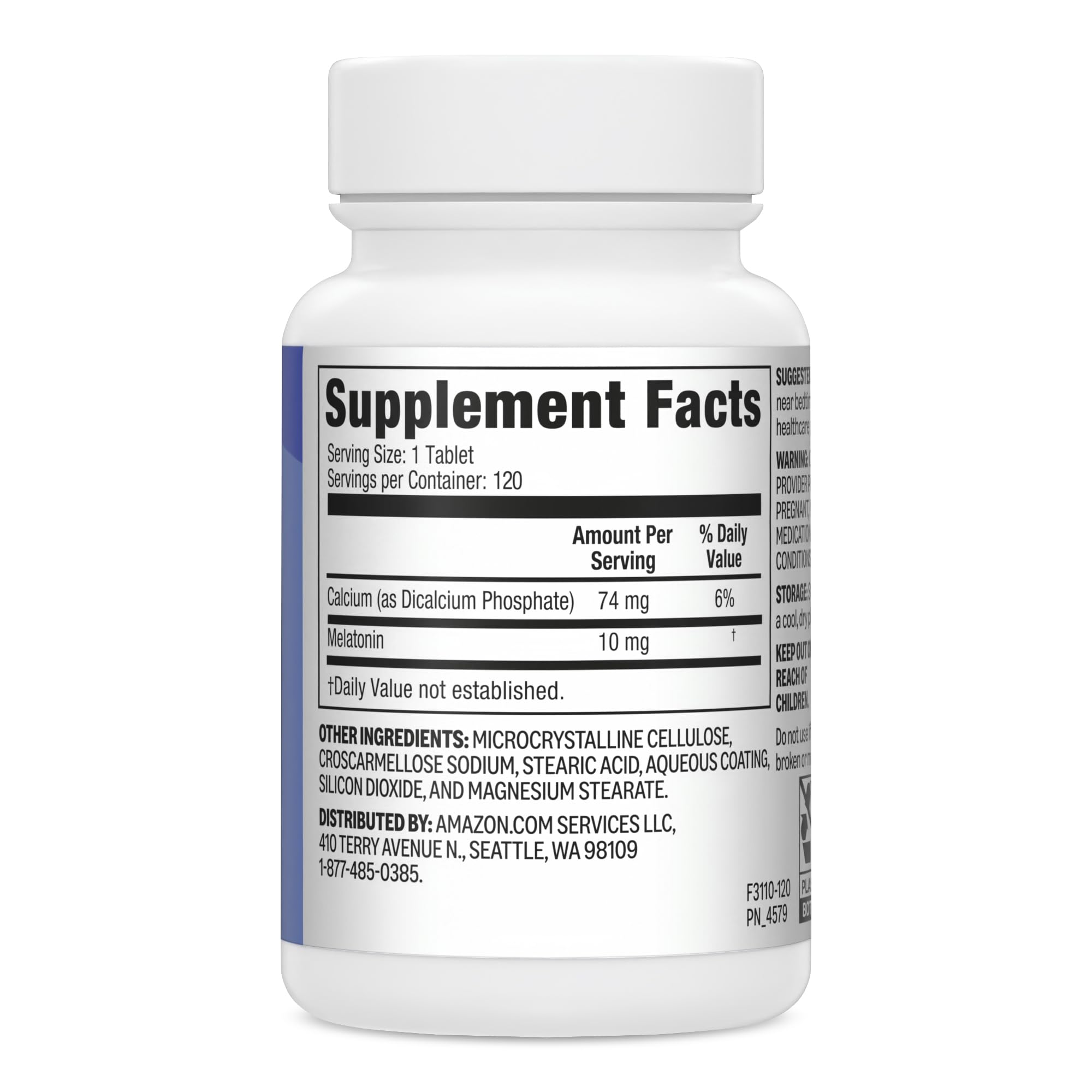 Amazon Basics Extra Strength Melatonin Tablets, 10 mg, 120 Count