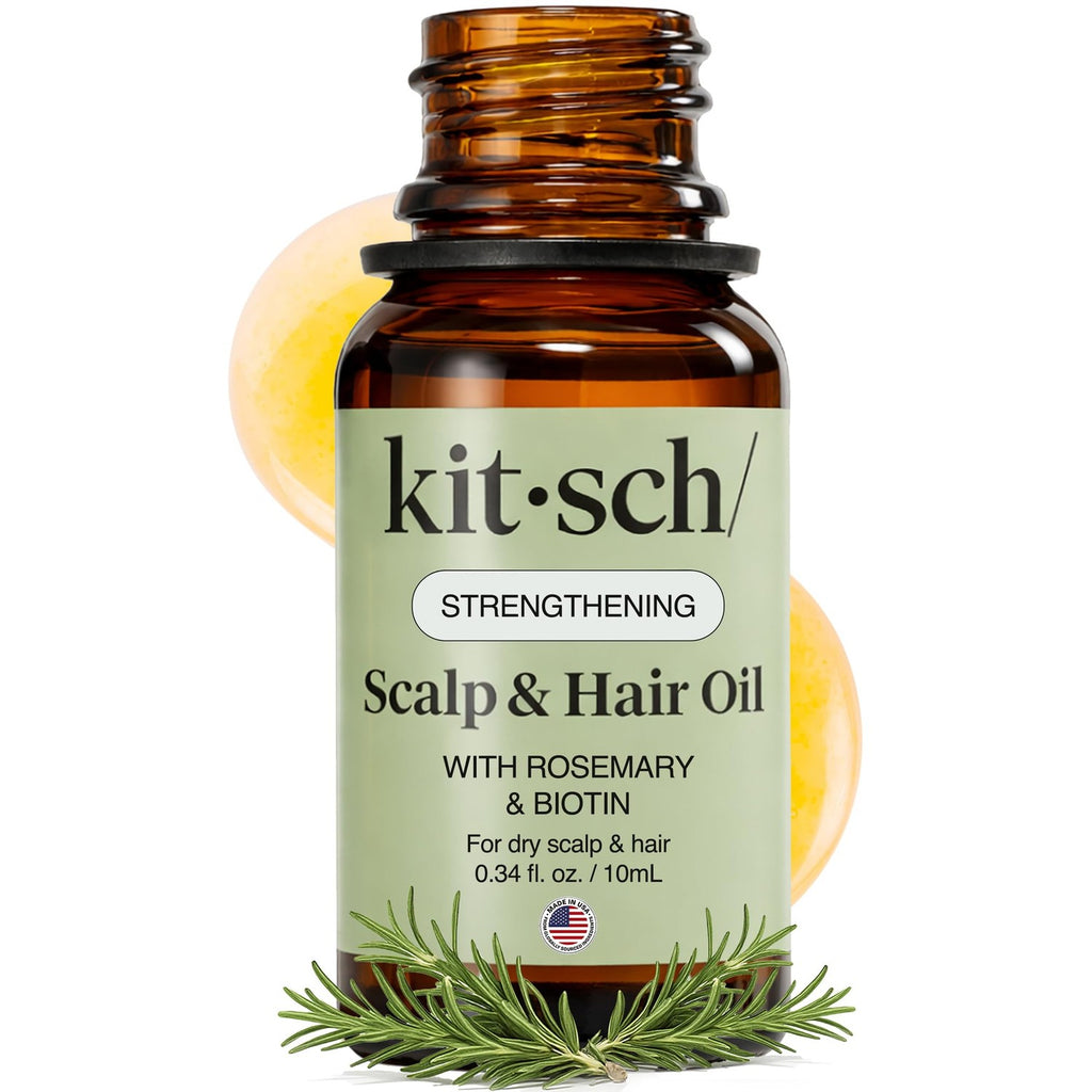 Kitsch Rosemary Oil for Hair Growth -With Castor Oil, Biotin & Jojoba- 60mL | Pre-Wash Hair Oil For Hair Care – Adds Shine, Strengthens Roots, Scalp Treatment – Lavender Scent