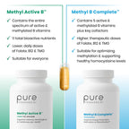 Pure Therapro Rx Methyl B Complete, Vitamin B Complex, 120 Capsules | Includes Folate & B12, Vitamin B6, Riboflavin & TMG, For Men & Women, Made in USA, 120 Servings
