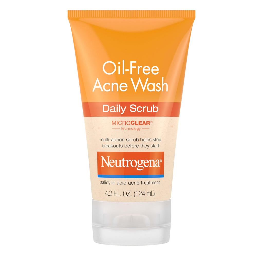 Neutrogena Oil Free Daily Acne Face Scrub, 2 x 4.2 oz | 2% Salicylic Acid Cleanser, Daily Exfoliating Scrub & Acne Treatment, Oily Acne-Prone Skin, Clears Breakouts & Blackheads