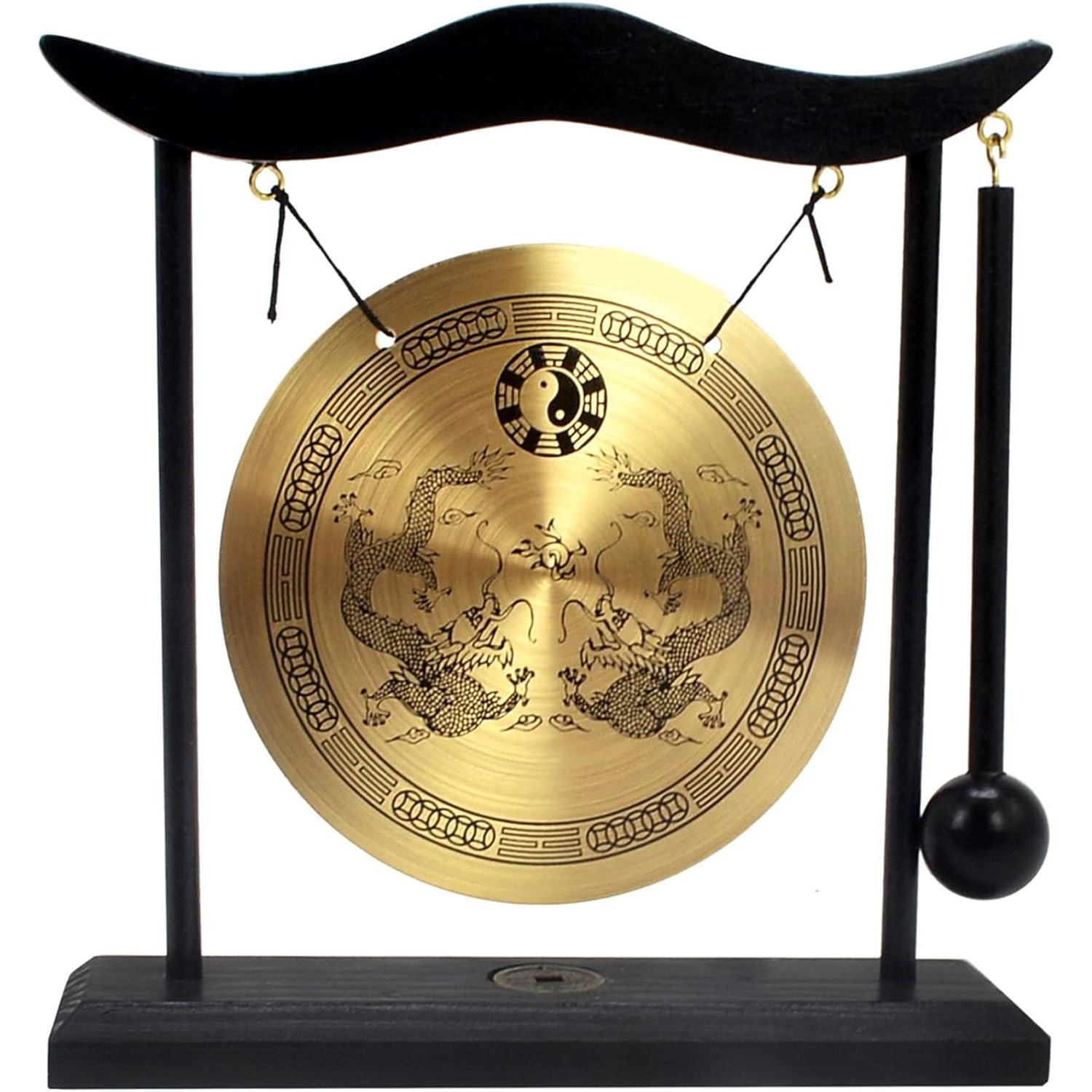 Buy now Feng Shui Brass Gong Desktop Zen Art for Fortune + Free Red String Bracelet H1301 H1303 at indiglob india