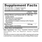 NusaPure Ginkgo Biloba, Vegan, 250mg, 200 Veggie Capsules - 200 Servings
