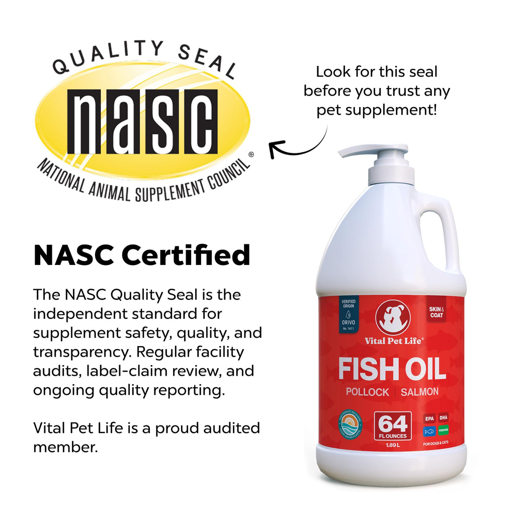 Fish Oil for Dogs, Healthy Skin & Coat Salmon Pollock Liquid Omega 3, 64 oz