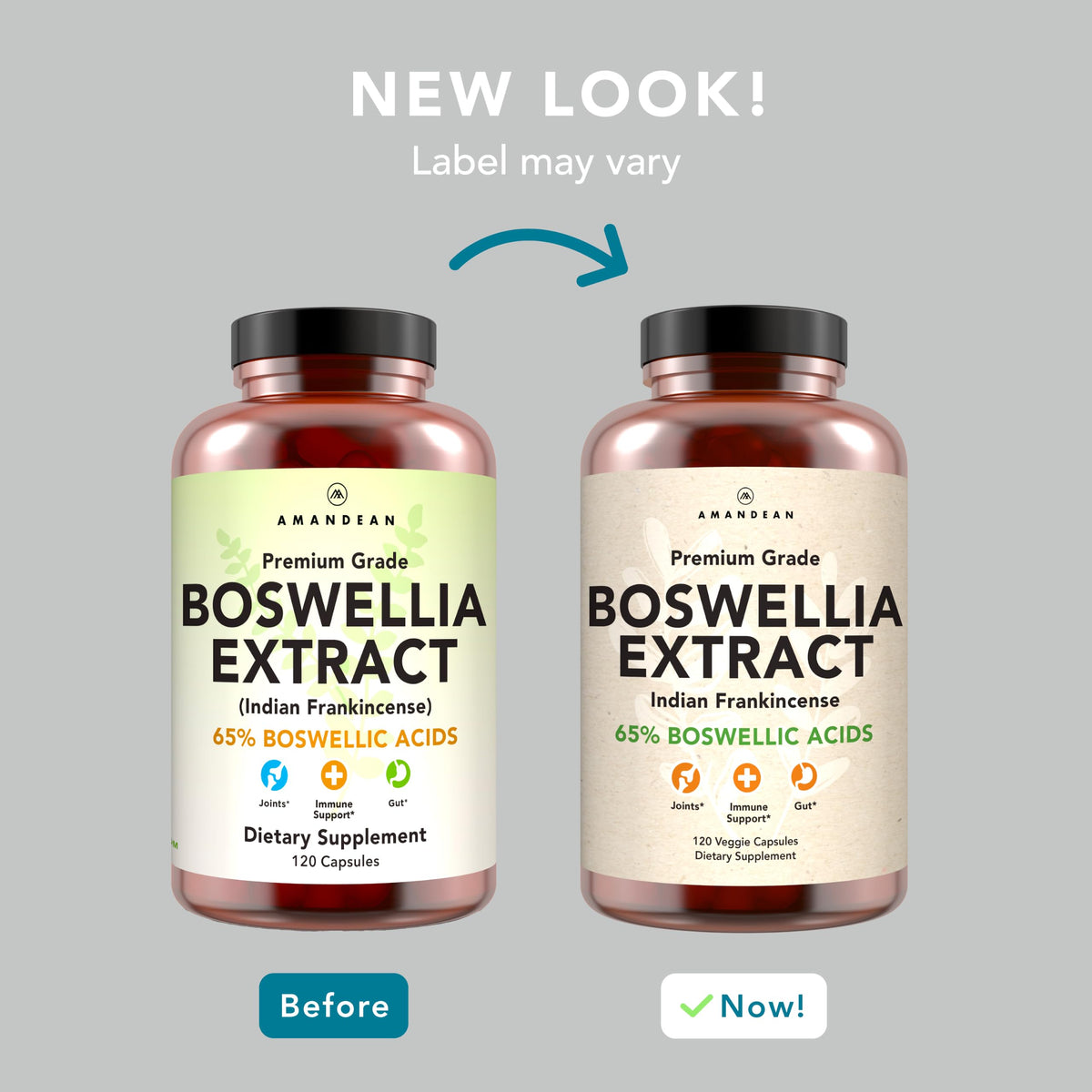 AMANDEAN Boswellia Serrata Extract Capsules 65%, Frankincense, 500mg, 120ct