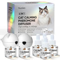 Cat Calming Pheromone Diffuser Feline Pheromones Multicat Diffuser Refills Plug in for Anxiety, Stress, Alone At Home,Spraying, Fighting, Scratching Cat Calm Relaxing 6 in 1 (2 Diffusers & 4 Refills)