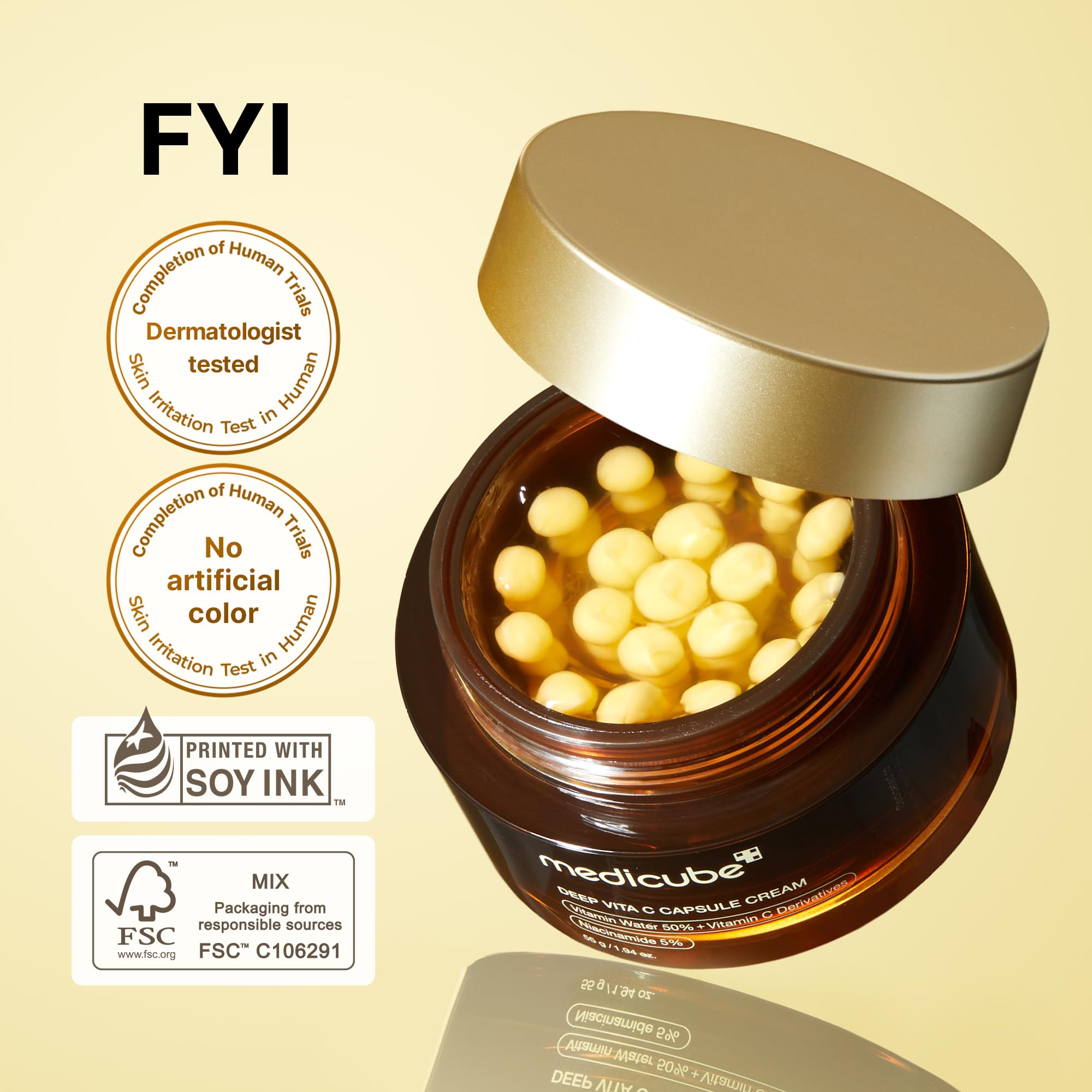 Buy now medicube Capsule Cream with Deep Vitamin C | Liposome Vitamin C Golden Capsule for Radiance & Firm-Looking Skin | Hydrating Glow Gel Texture | Korean Skincare, 1.94 oz at indiglob india