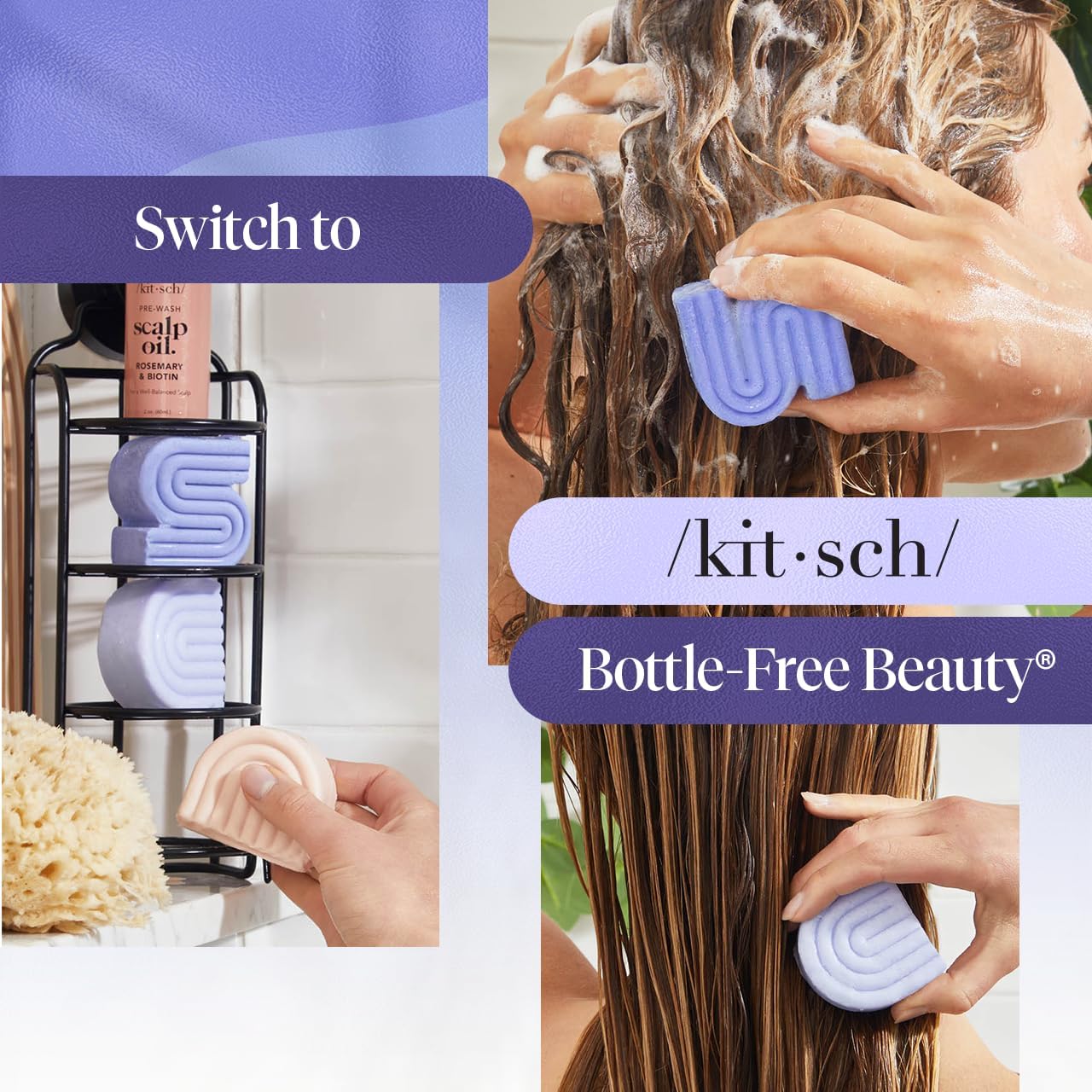 Buy now Kitsch Toning Purple Shampoo & Conditioner Bar Set For Blondes & Color Treated Hair - With Biotin for Strengthening & Neutralizing Brassy Tones - Vegan, Silicone & Sulfate Free - Made in USA at indiglob india