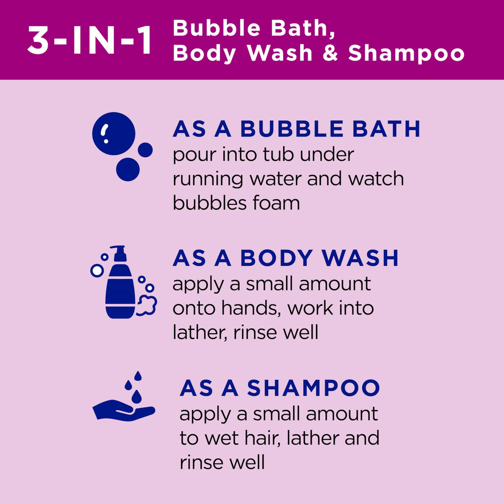 Dr Teal's Kids 3-in-1 Elderberry Bath: Bubble Bath, Body Wash & Shampoo, 20 fl oz