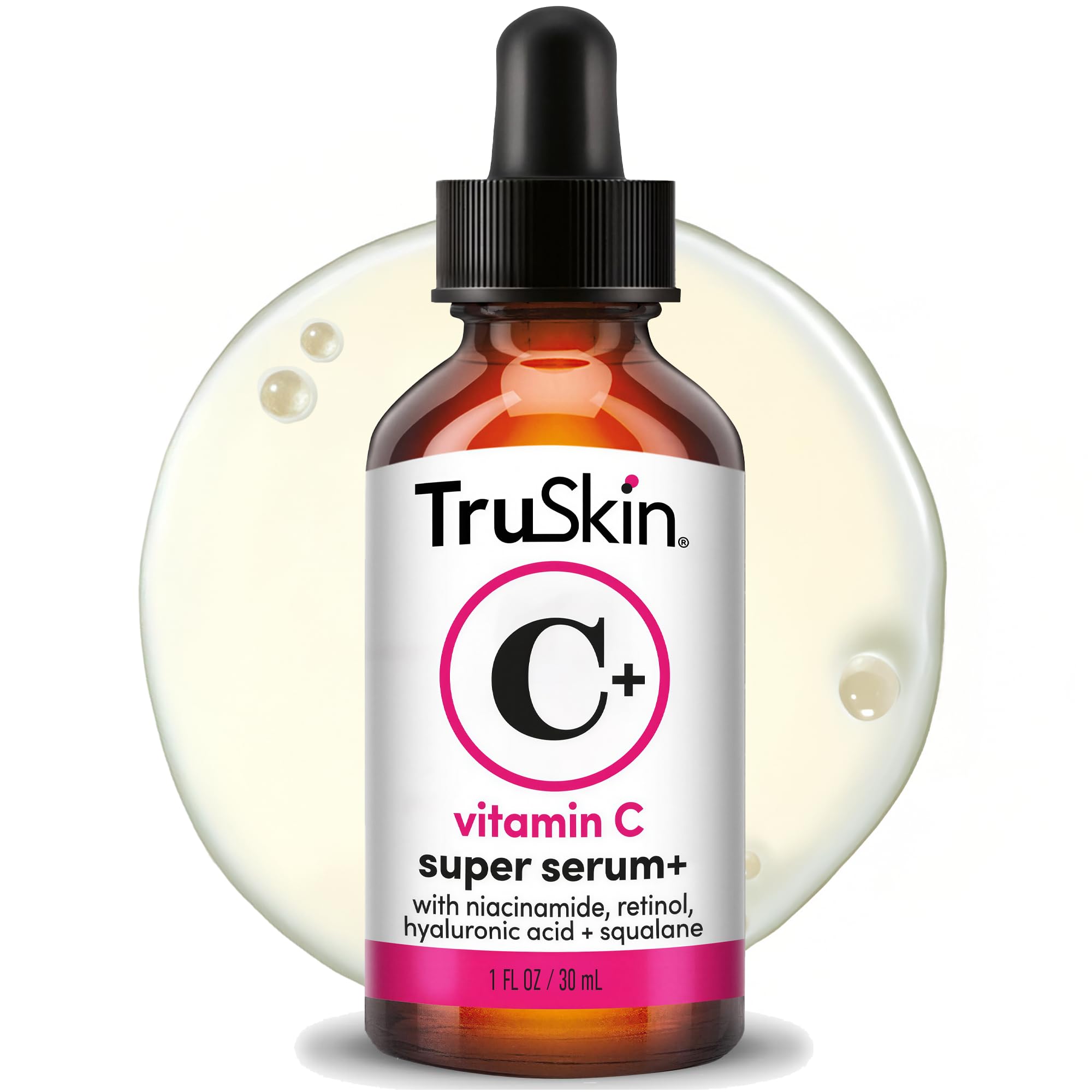 TruSkin Vitamin C Super Serum for Face, 5 Skin Benefits, 2 fl oz | Vitamin C, Retinol, Niacinamide, Hyaluronic Acid and Squalane to brighten, firm, smooth, hydrate, and refine skin