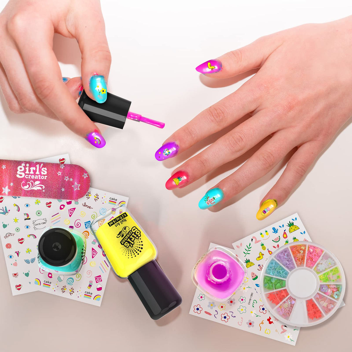 Amagoing Nail Polish Set for Girls Ages 7-12, Kids Nail Art Studio Kit, Non Toxic Quick Dry Nail Polish, Nail Dryer, Storage Desk, Glitter, Cool Girls Stuff, Birthday Gifts Ideas 8 9 10 11 Years Old