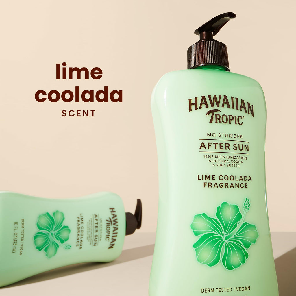 Hawaiian Tropic Lime Coolada After Sun Lotion, 16 Fl Oz (2 Pack) | Moisturizing after sun care, Lime scented lotion with aloe, Contains cocoa and shea butters, 12 hour hydrating skin care