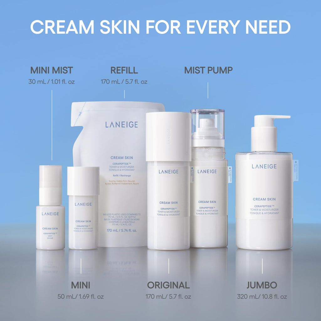 Buy now LANEIGE Cream Skin Toner & Moisturizer: Lightweight Refillable Korean Milky Toner with Ceramide & Peptide for Hydration, Firming, & Barrier Support at indiglob india