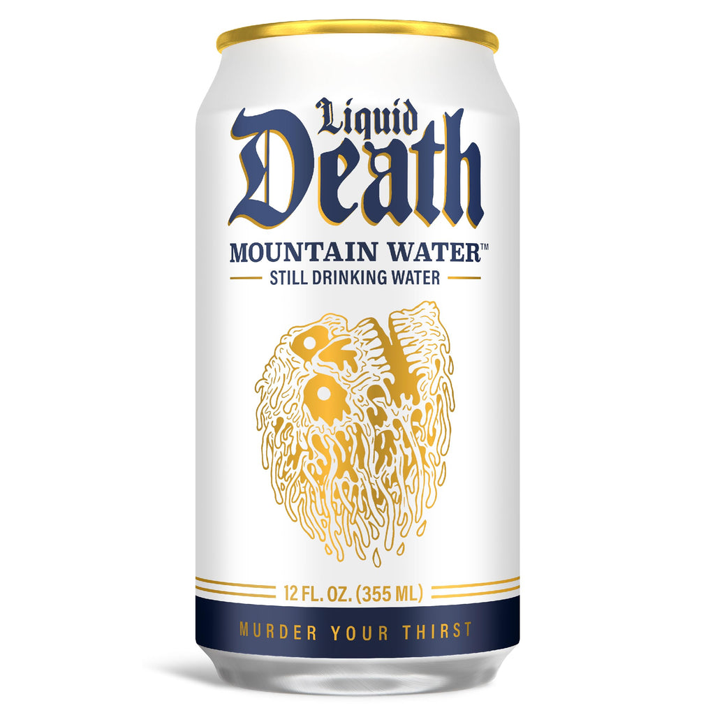 Buy now Liquid Death Sparkling Mountain Water, Real Mountain Source, Ice-Cold Cans, Infinitely Recyclable, 12 Fl Oz (Pack of 12) at indiglob india
