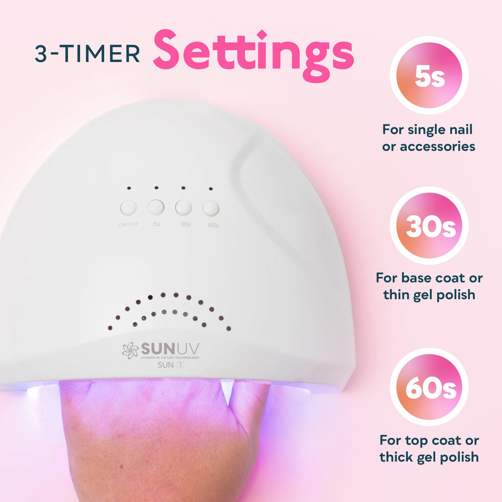 SUNUV UV LED Nail Lamp, Gel Light for Nail Polish UV Dryer SUNONE White | Professional Fast Curing Lamp for All Gel Polishes, 3 Timers, Auto Sensor, Removable Base, Home DIY Salon Tool, Ideal Gift