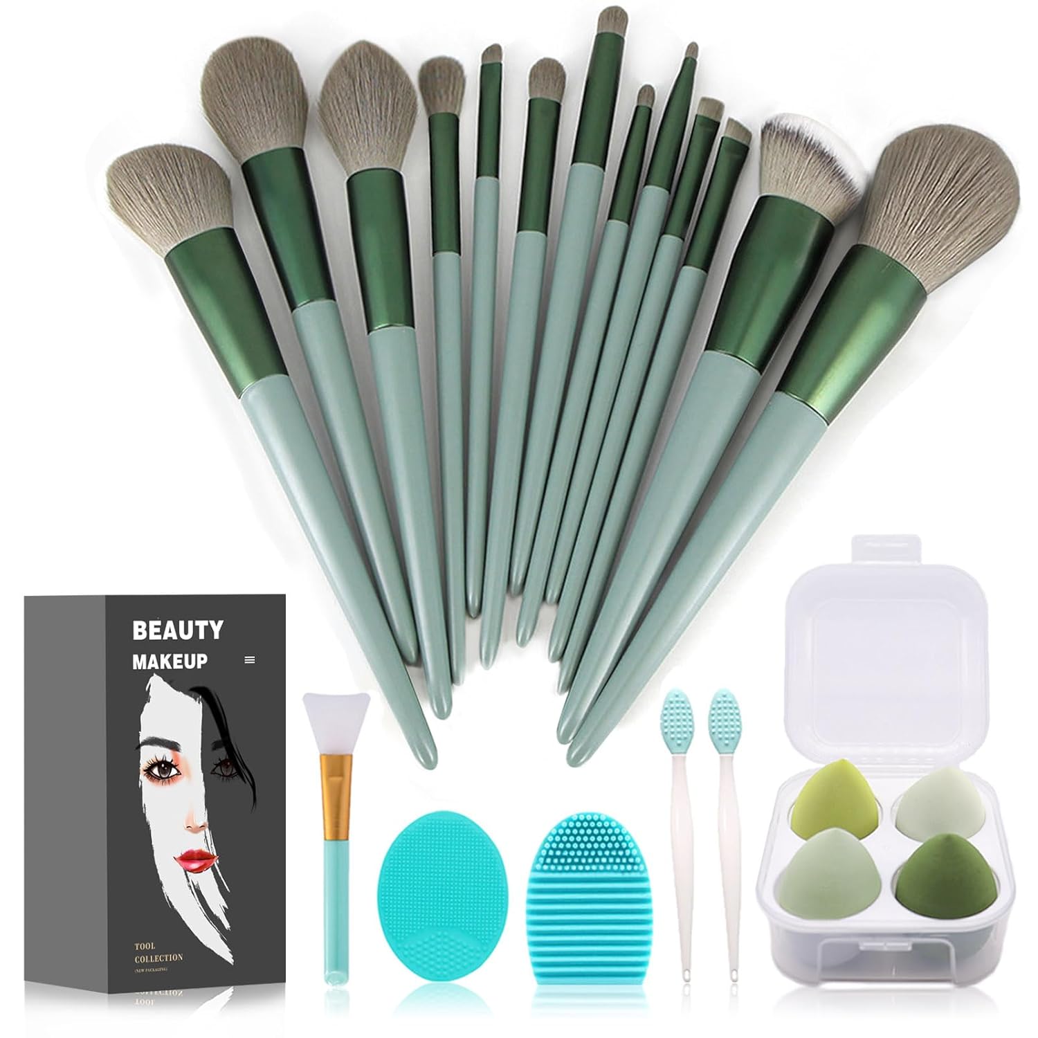 Buy now Makeup Brushes 22 Pcs Makeup Kit,Foundation Brush Eyeshadow Brush Make up Brushes Set (Green, 22 Piece Set) 22 Piece Set Large Green at indiglob india