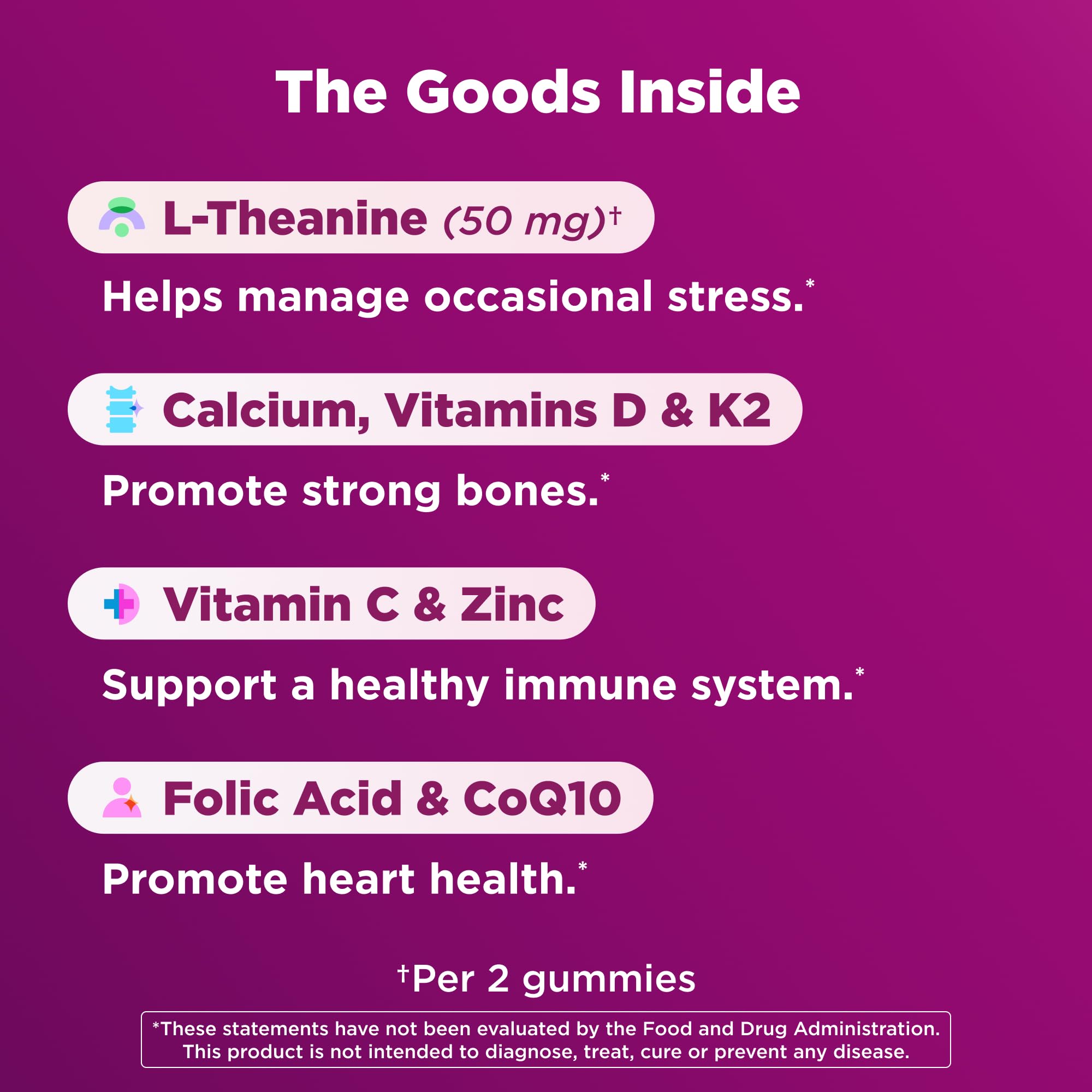 OLLY Women's 40+ Multi Gummies, 20 Key Nutrients Plus Vitamin K2, CoQ10, L-Theanine, Chewable Gummy Supplement, Peach Berry Flavored, 45 Day Supply - 120 Count