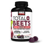 Force Factor Total Beets Blood Pressure Support & Nitric Oxide Supplement | with Beet Root Powder & Grape Seed Extract for Heart Health, Acai Berry Flavor, 120 Beet Chews, 2-Pack