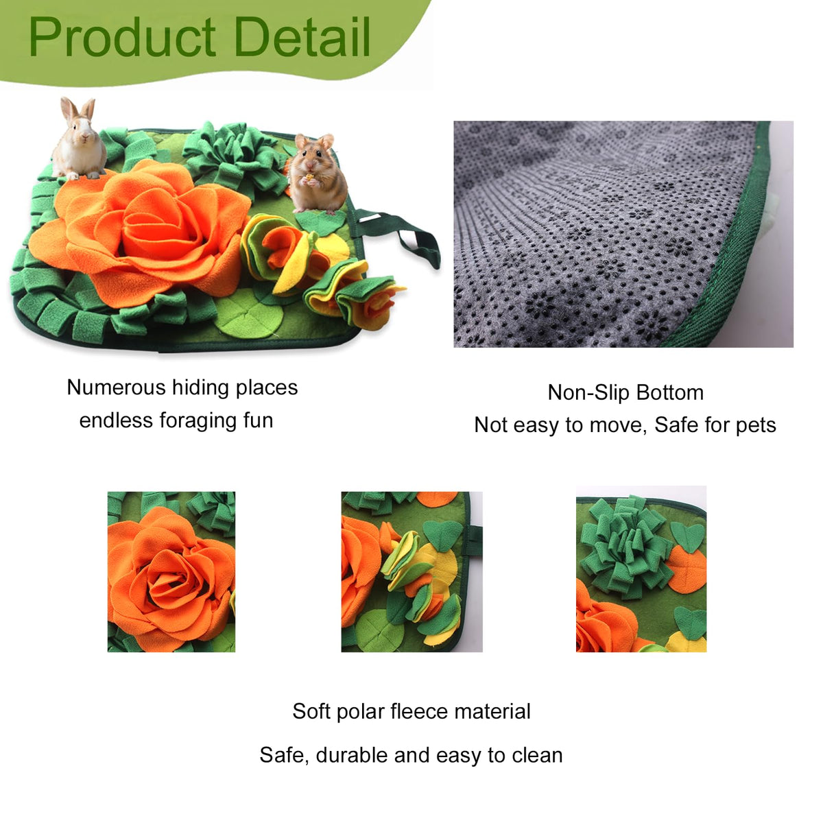 Rabbit Foraging Mat Bunny Snuffle Mat for Small Animal Puzzle Toy
