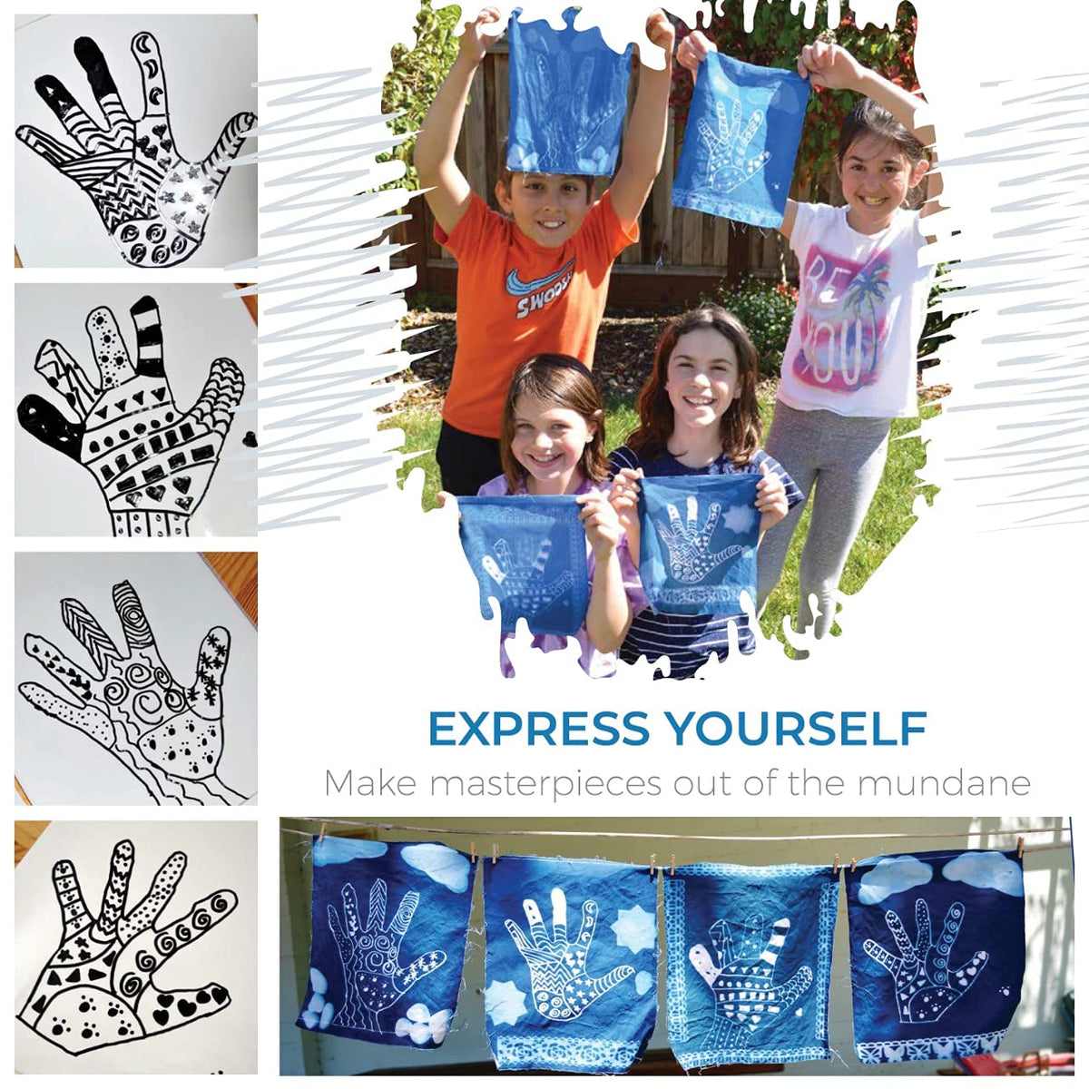 Jacquard Cyanotype Kit – 2-Part Sensitizer Set for Sun Printing on Paper & Fabric – Create Photographic Blueprints & Prussian Blue Art Prints