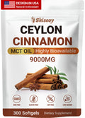 Ceylon Cinnamon with MCT Oil, True Sri Lanka Ceylon Cinnamon Highly Bioavailable Herbal Extract, Energy & Glucose Metabolism Support, Cardiovascular Wellness, Antioxidant Boost, 300 Softgels