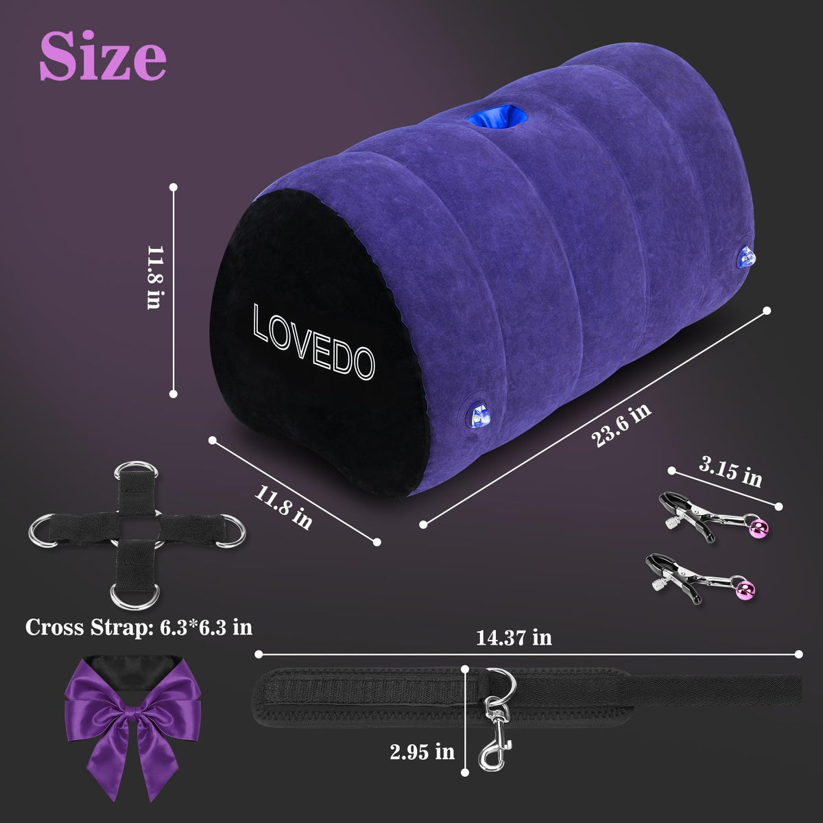 Sex Toys Sex Pillow, with BDSM Bondage Heart Shaped Inflatable Cushion Furniture for Bedroom Dildo Mount, Upsize Pillow with Bondage Cuffs, Cross Strap, Nipple
