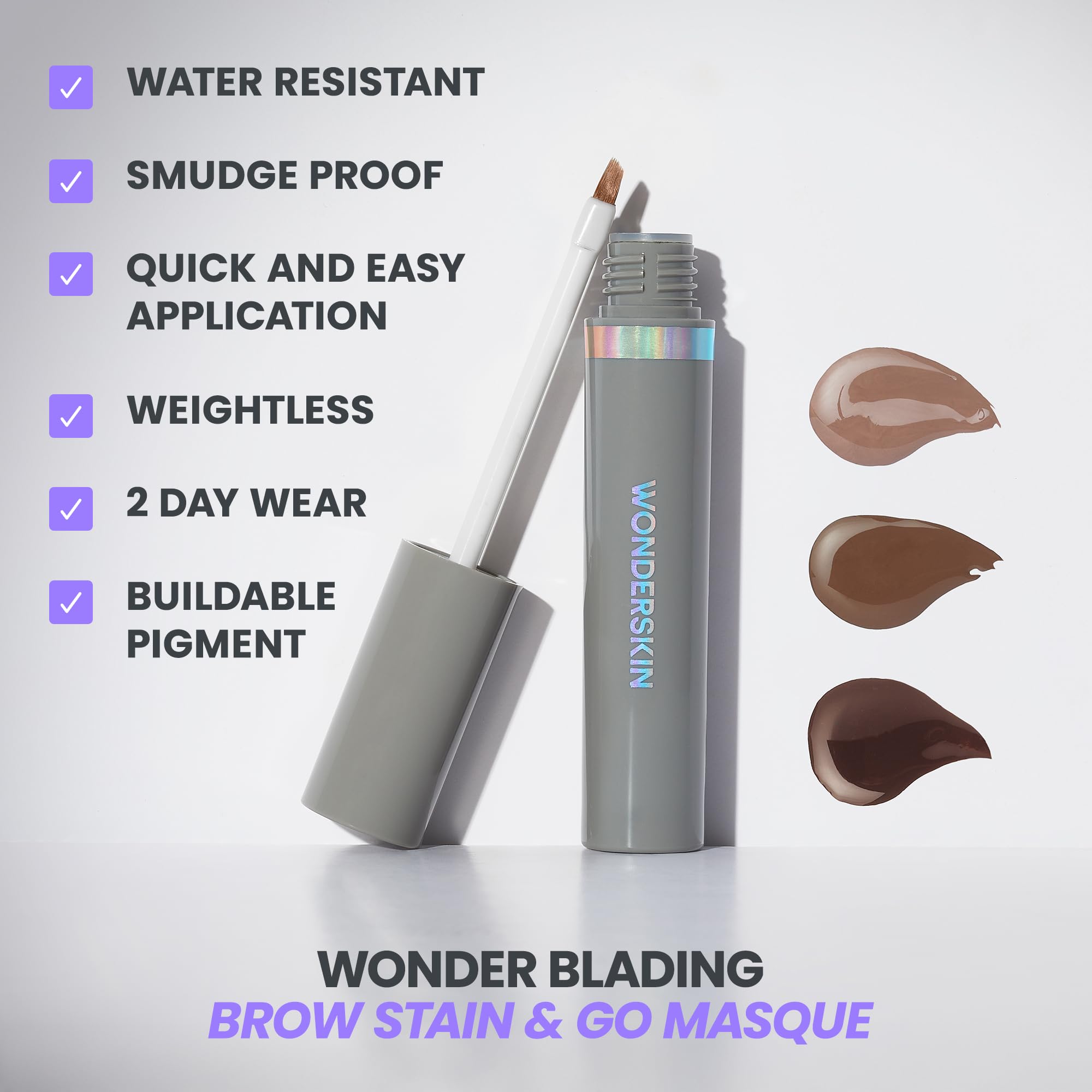 Wonderskin Eyebrow Stain - Long Lasting Brow Tint, Smudge & Transfer Proof | Transfer-proof brow stain delivers waterproof, smudge-proof color that lasts all day.
