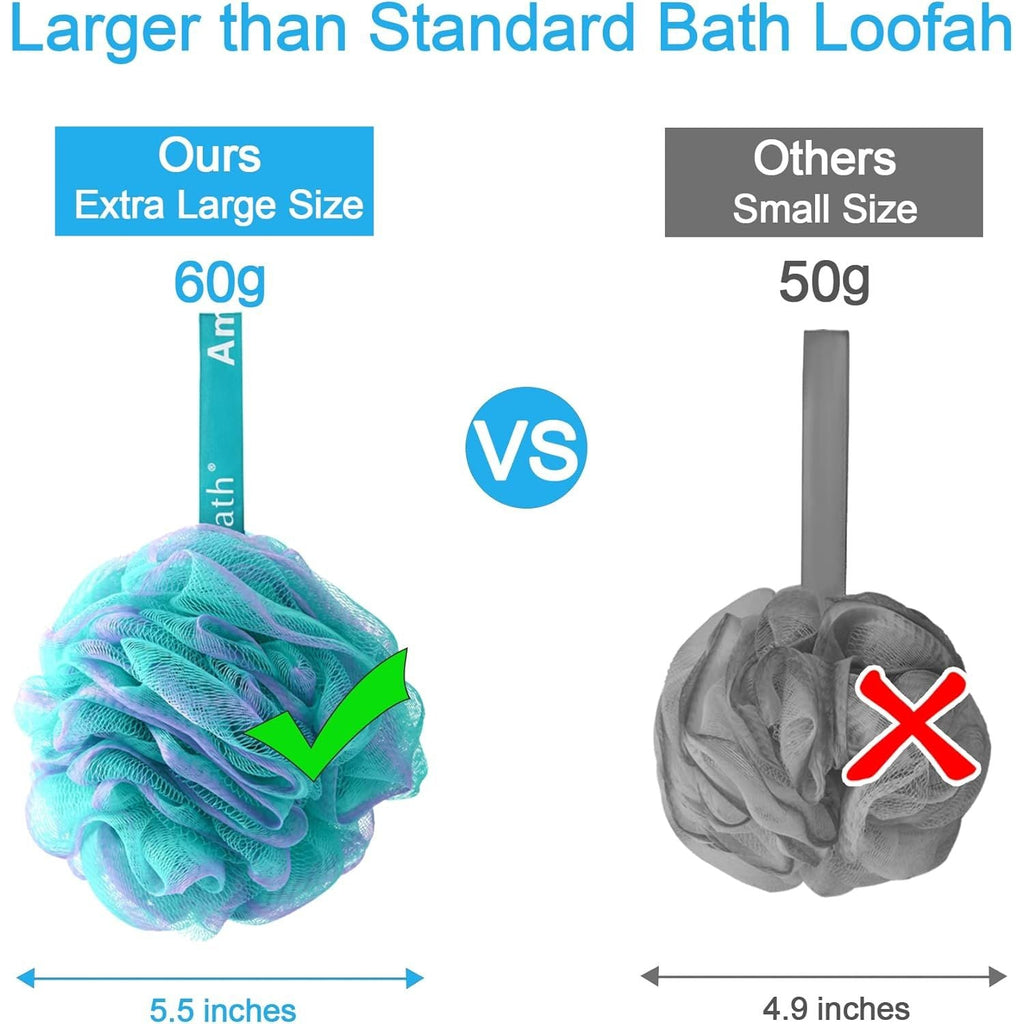 Buy now AmazerBath Loofah Sponge 60g/Piece, Exfoliating Bath Sponge Body Scrubber - Loofa Set of 4 Flower Color (Green-Purple) at indiglob india