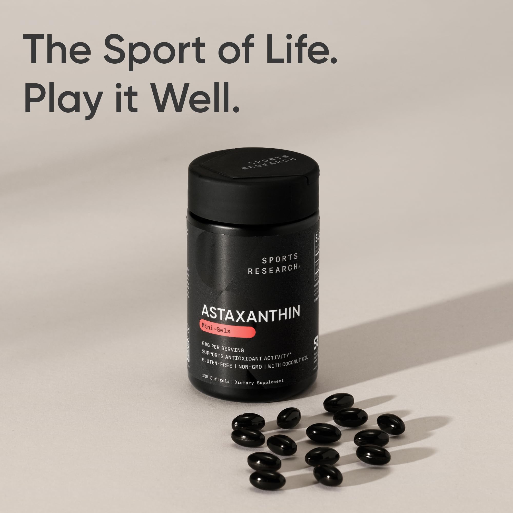 Sports Research® Icelandic Astaxanthin 6mg w/Coconut Oil - 120 Count | Antioxidant Supplement for Skin & Eye Health Support | Soy-Free, Non-GMO, Gluten-Free