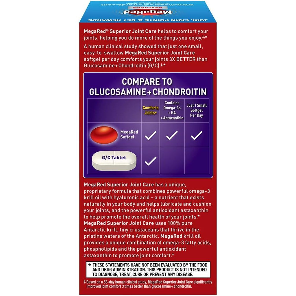 Buy now MegaRed 353mg Omega-3 Krill Oil Joint Care Supplement with EPA/DHA Fatty Acids, Antioxidants, Hyaluronic Acid, No Fishy Burp Aftertaste as with Fish Oil, 60 Count Softgels at indiglob india