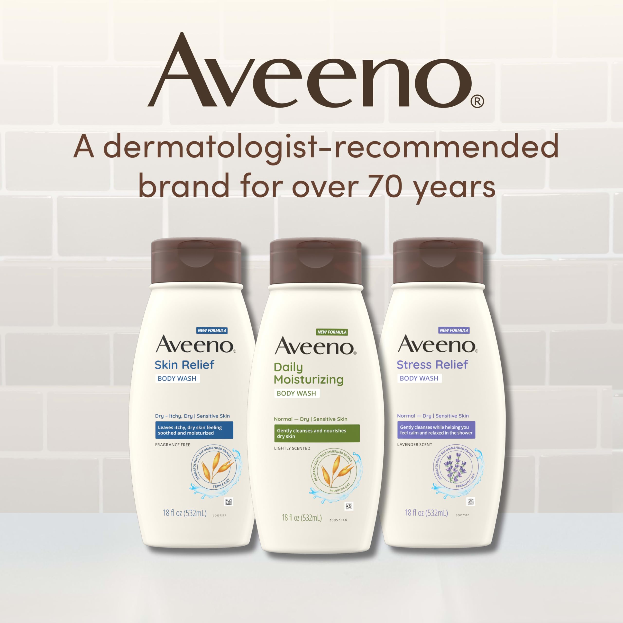 Aveeno Skin Relief Body Wash Refill, Fragrance-Free, 36 fl. oz | Triple Oat Formula, Gentle Daily Cleanser for Sensitive Skin, Leaves Itchy, Dry Skin Feeling Soothed & Moisturized