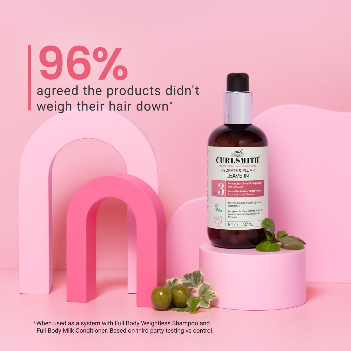 CURLSMITH Hydrate & Plump Leave In Conditioner for Curly Hair (8 oz)