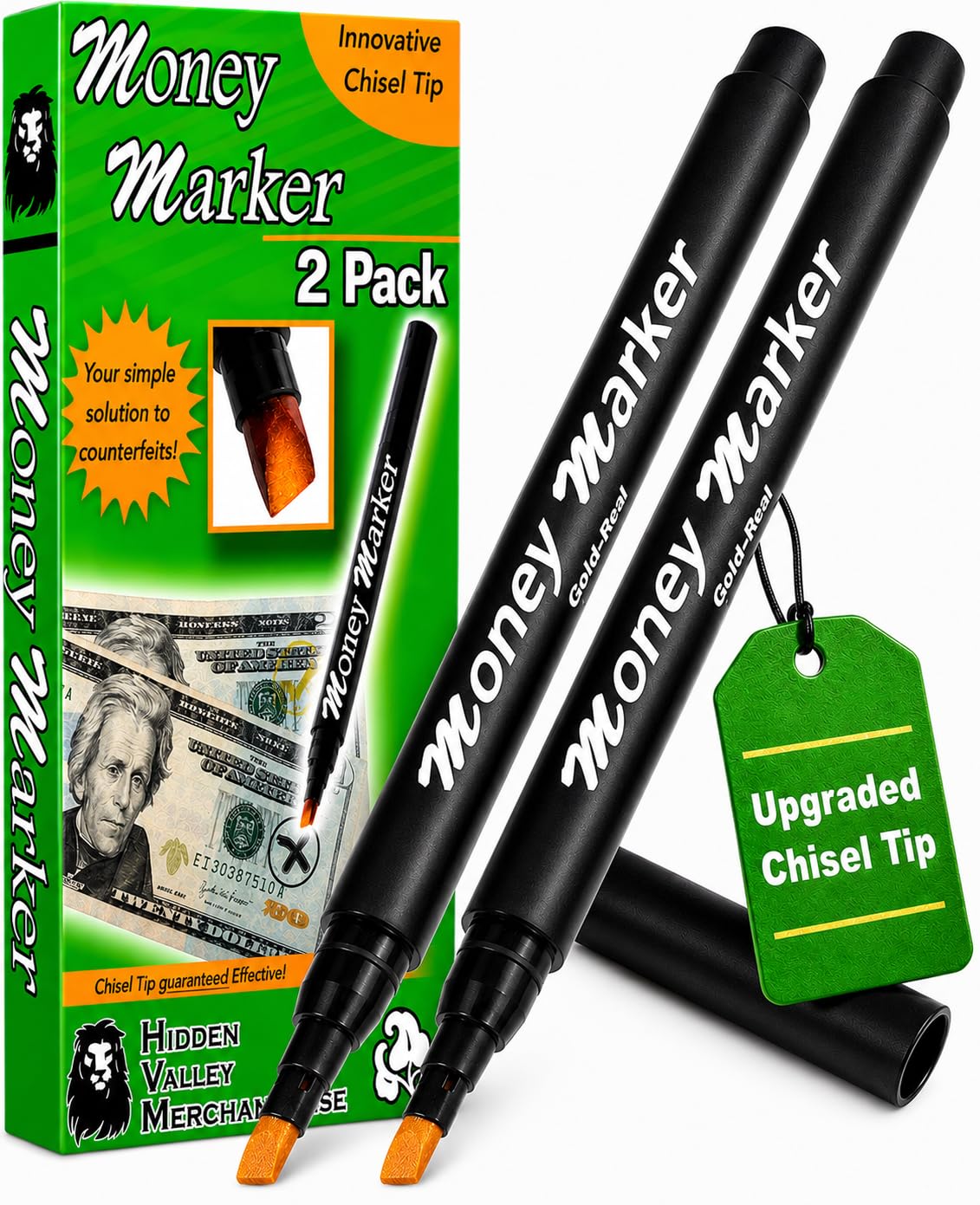 Counterfeit Money Detector Pen (2 Counterfeit Pens) - Detect Fake Bills