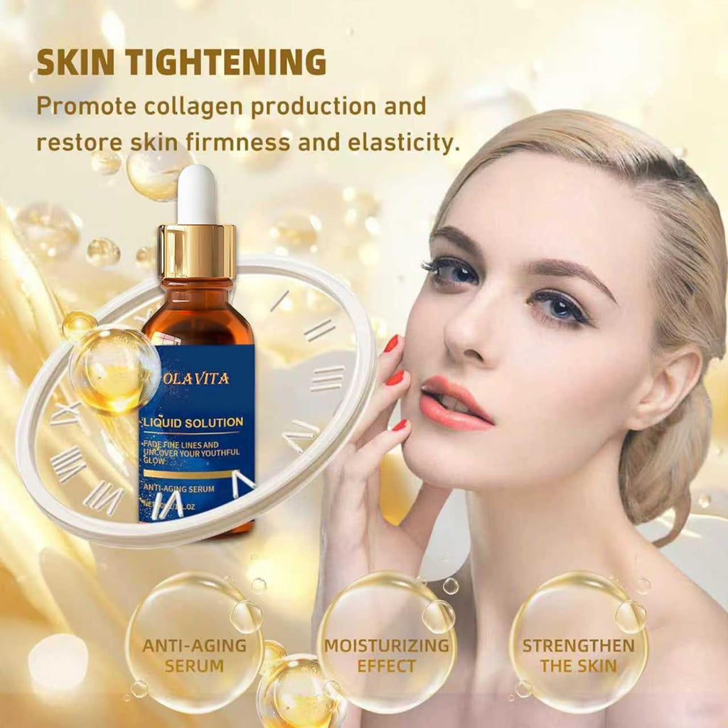 OLAVITA Liquid Solution Anti Aging Serum – New Upgraded Vitamin C Hydrating & Firming Facial Serum with Collagen Support, 2Pack