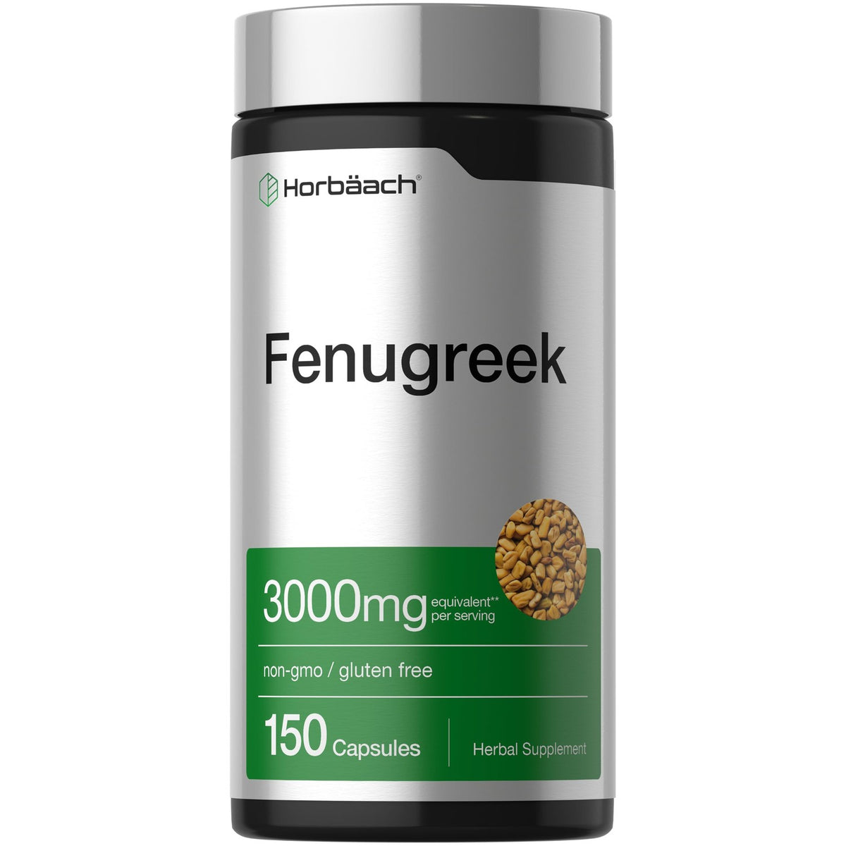 Horbäach Fenugreek Capsules | 150 Count | Non-GMO & Gluten Free Extract