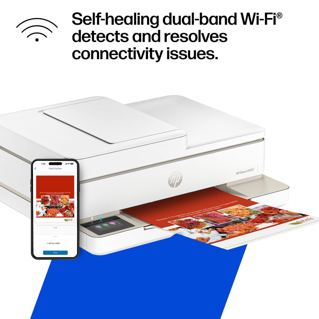 HP Envy 6555 Wireless All-in-One Color Inkjet Printer, Print, Scan, Copy, Duplex Printing Best-for-Home, 3 Month Trial of Instant Ink Included, AI-Capable (C2XR6A) Portobello