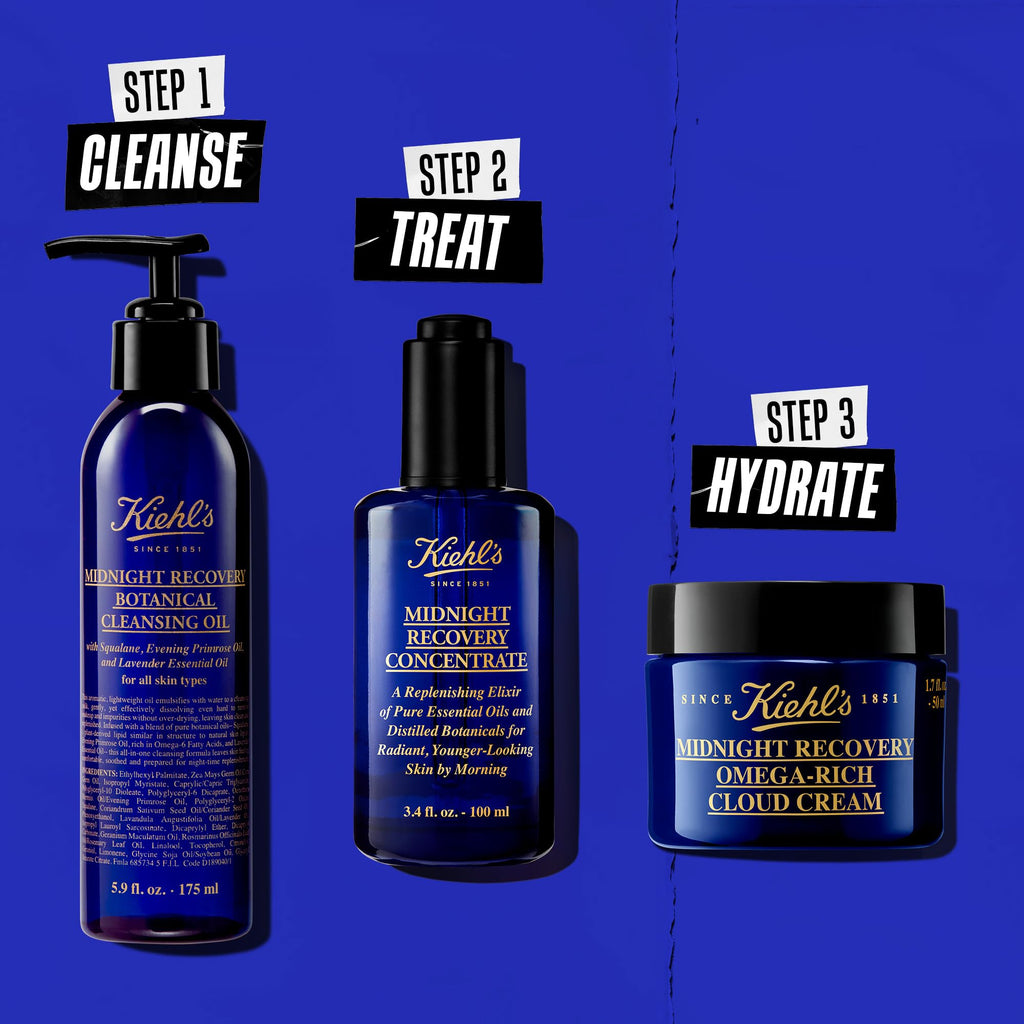 Buy now Kiehl's Midnight Recovery Concentrate Moisturizing Face Oil, Lightweight Facial Serum, Restores Skin Radiance Overnight, Reduces Fine Lines, Refines Skin Texture, 99.4% Naturally Derived - 3.4 fl oz at indiglob india