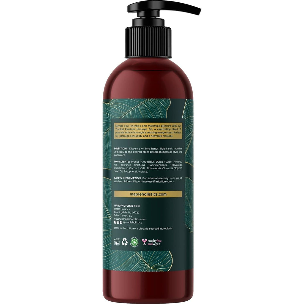 Buy now Tropical Sensual Massage Oil for Couples - Complete Relaxation Full Body Massage Oil for Date Night with Smooth Gliding Coconut and Sweet Almond Oil with Mango Scent - Non GMO Gluten Free and Vegan at indiglob india