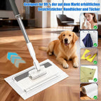 Snap Grip Flat Mop, Clamp Mop Any Cloth, Telescopic Wet Dry Hardwood Tile