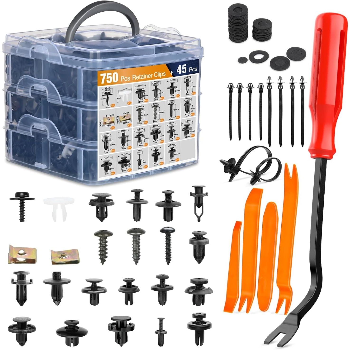 Buy now GOOACC Universal Plastic Fender Clips,200 Pcs Push Bumper Fastener Rivet Clips with 6 Size Auto Body Retainer Clips Bumpers,Car Fender Replacement for GM, Ford & Ch 750 Clips + 41 Tools at indiglob india