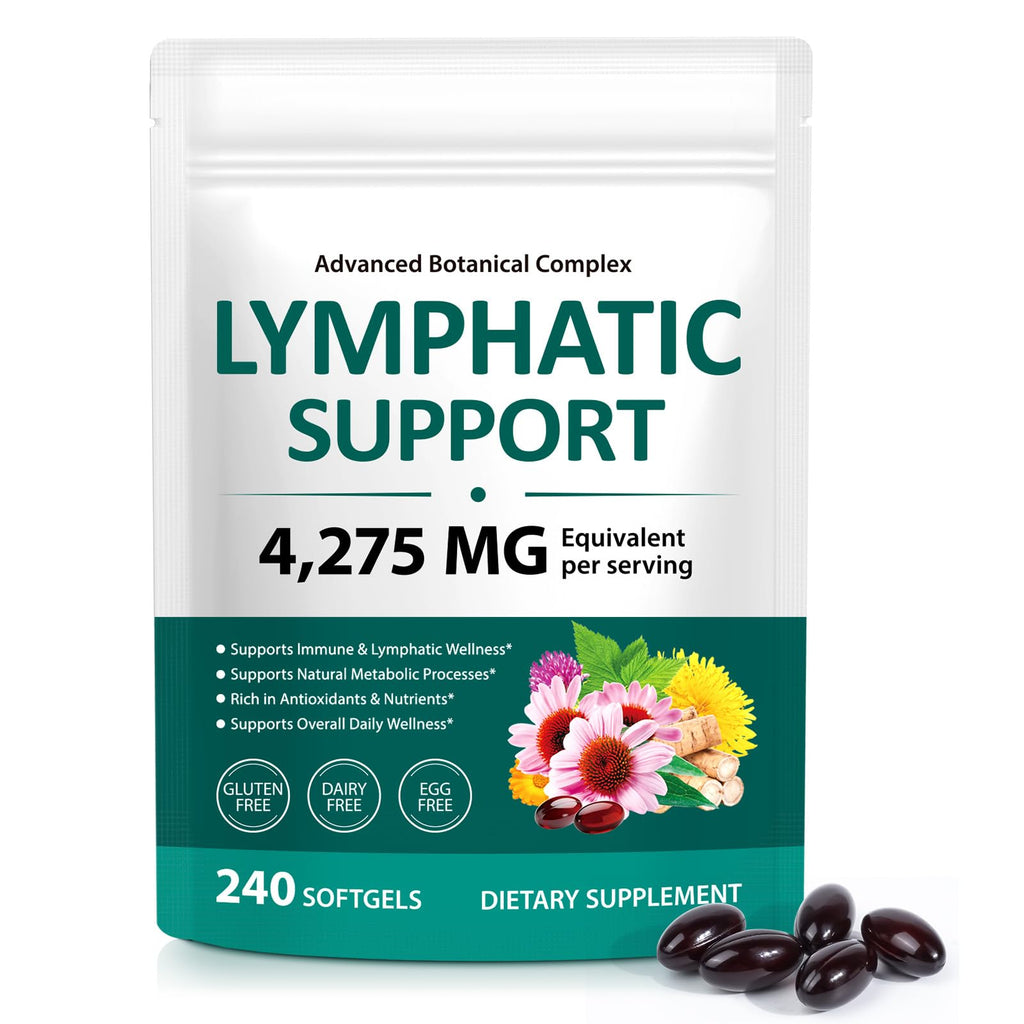 FANSHI Lymphatic Drainage Supplements 60 Softgels | Herbal Blend with Echinacea, Dandelion & Burdock Root | Promotes Healthy Circulation & Fluid Balance | Supports Overall Daily Wellness