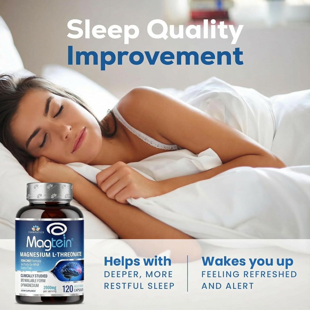 Magnesium L Threonate, Magtein, Brain Supplement for Memory, Focus, Sleep and Cognitive Support, High Absorption Magnesium L-Threonate, Non-GMO, No Laxative Effect – 2,000 mg, 120 Vegan Capsules